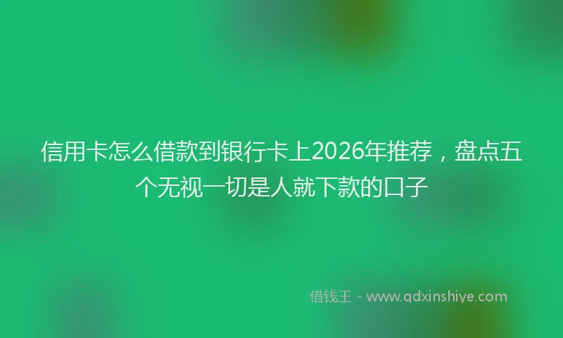 信用卡怎么借款到银行卡上2026年推荐,盘点五个无视一切是人就下款的口子