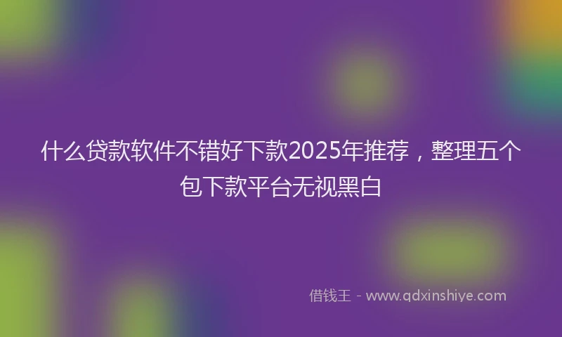 什么贷款软件不错好下款2025年推荐,整理五个包下款平台无视黑白