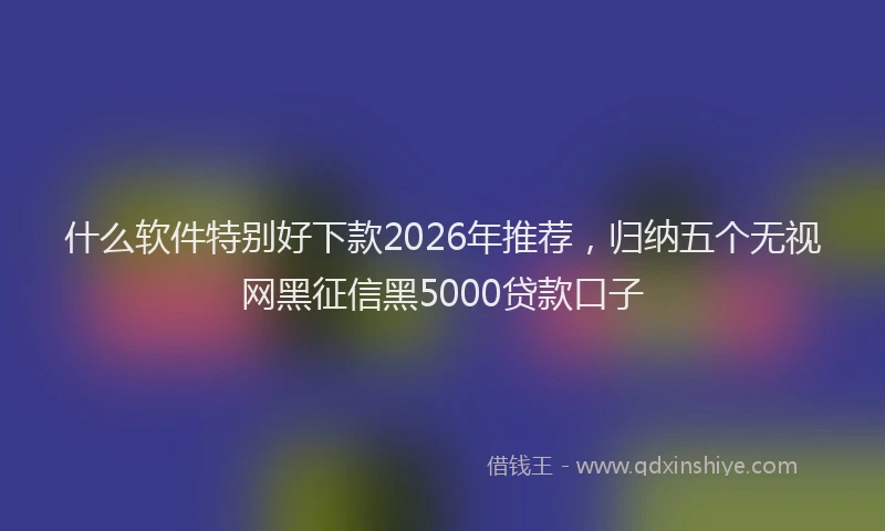 什么软件特别好下款2026年推荐，归纳五个无视网黑征信黑5000贷款口子