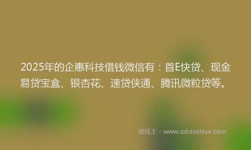 2025年的企惠科技借钱微信有：首E快贷、现金易贷宝盒、银杏花、速贷侠通、腾讯微粒贷等。