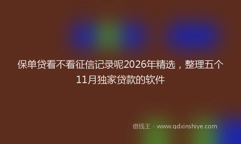 保单贷看不看征信记录呢2026年精选，整理五个11月独家贷款的软件
