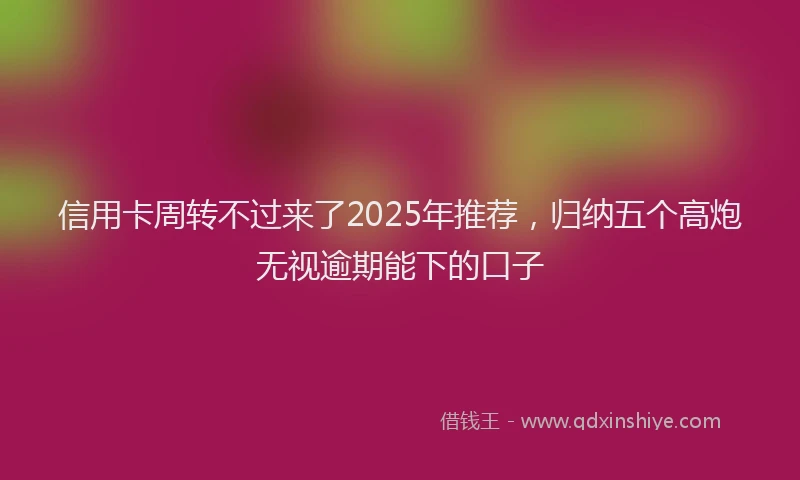 信用卡周转不过来了2025年推荐，归纳五个高炮无视逾期能下的口子
