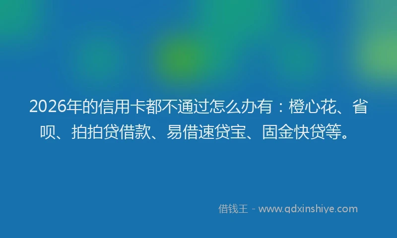 2026年的信用卡都不通过怎么办有：橙心花、省呗、拍拍贷借款、易借速贷宝、固金快贷等。