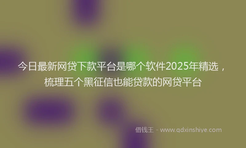 今日最新网贷下款平台是哪个软件2025年精选，梳理五个黑征信也能贷款的网贷平台