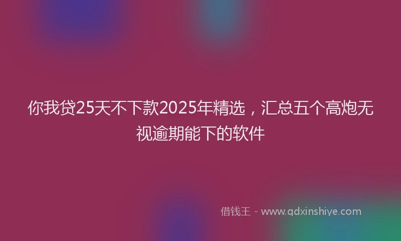 你我贷25天不下款2025年精选，汇总五个高炮无视逾期能下的软件