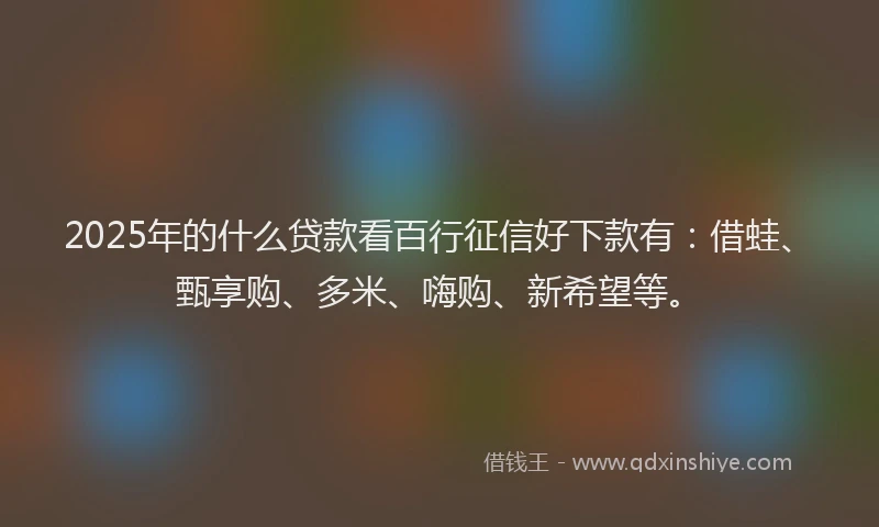 2025年的什么贷款看百行征信好下款有：借蛙、甄享购、多米、嗨购、新希望等。