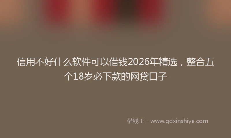 信用不好什么软件可以借钱2026年精选，整合五个18岁必下款的网贷口子