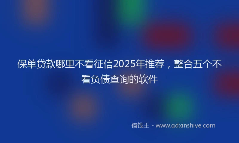 保单贷款哪里不看征信2025年推荐，整合五个不看负债查询的软件