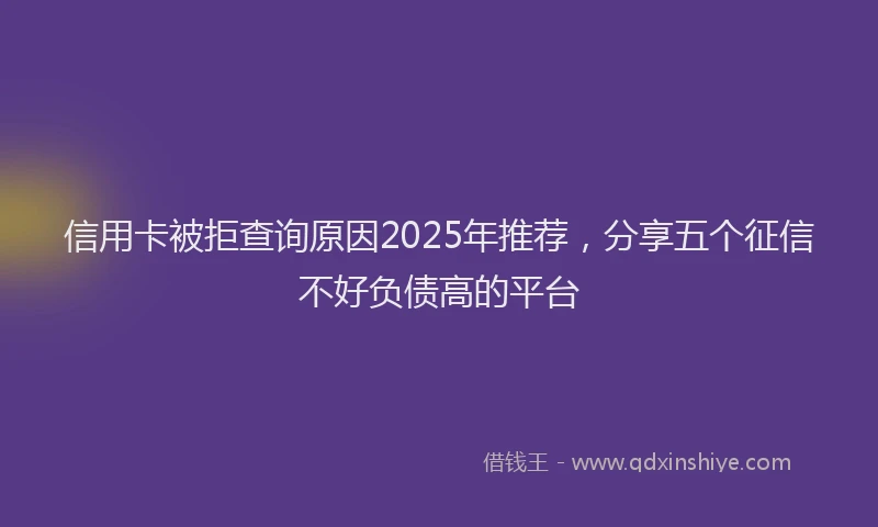 信用卡被拒查询原因2025年推荐，分享五个征信不好负债高的平台
