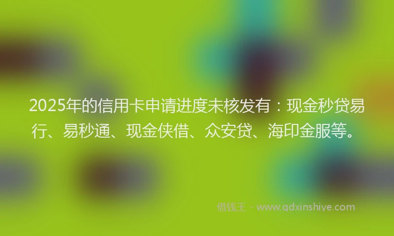 2025年的信用卡申请进度未核发有：现金秒贷易行、易秒通、现金侠借、众安贷、海印金服等。