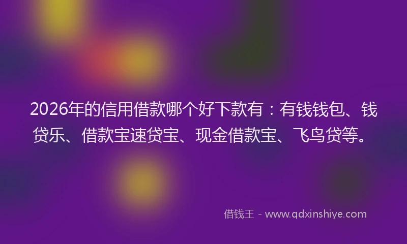 2026年的信用借款哪个好下款有：有钱钱包、钱贷乐、借款宝速贷宝、现金借款宝、飞鸟贷等。