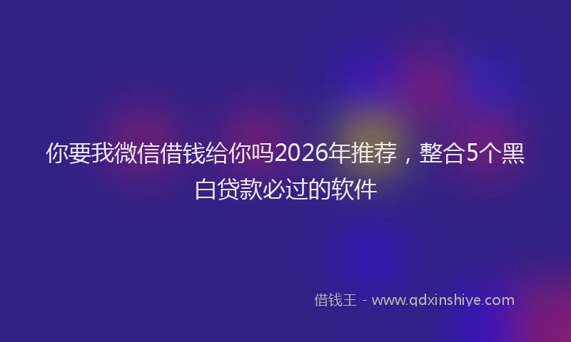 你要我微信借钱给你吗2026年推荐，整合5个黑白贷款必过的软件