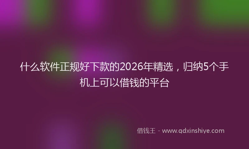 什么软件正规好下款的2026年精选，归纳5个手机上可以借钱的平台