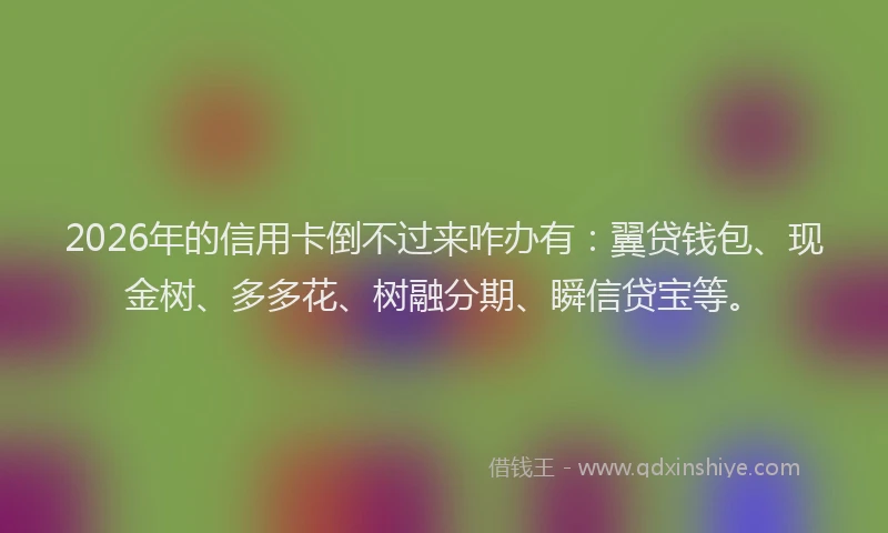 2026年的信用卡倒不过来咋办有：翼贷钱包、现金树、多多花、树融分期、瞬信贷宝等。
