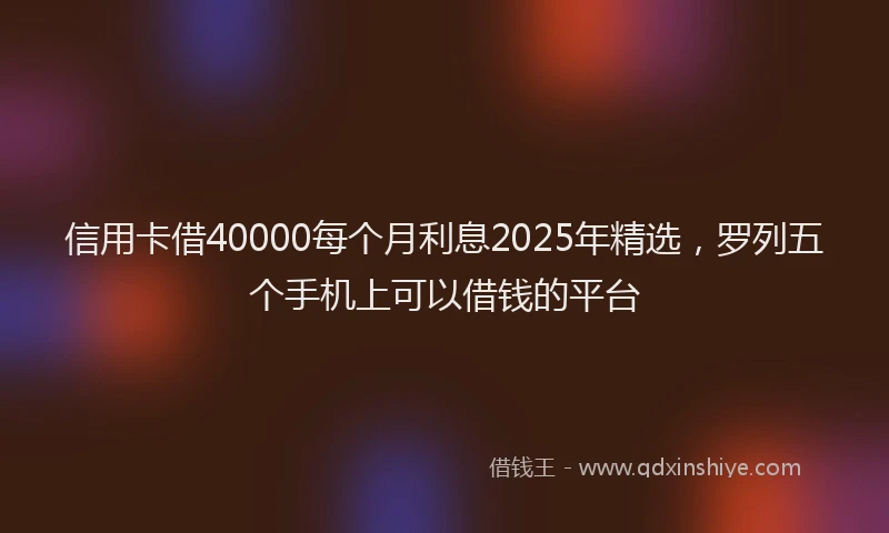 信用卡借40000每个月利息2025年精选，罗列五个手机上可以借钱的平台