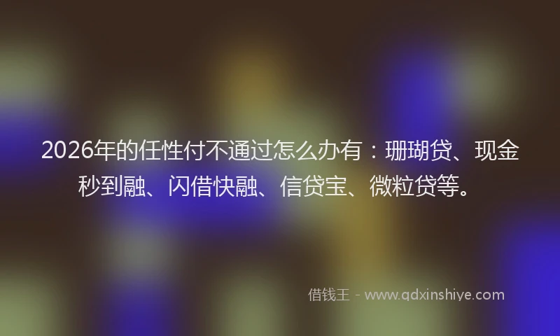 2026年的任性付不通过怎么办有：珊瑚贷、现金秒到融、闪借快融、信贷宝、微粒贷等。
