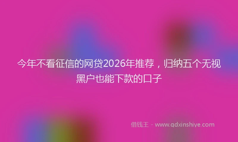 今年不看征信的网贷2026年推荐,归纳五个无视黑户也能下款的口子