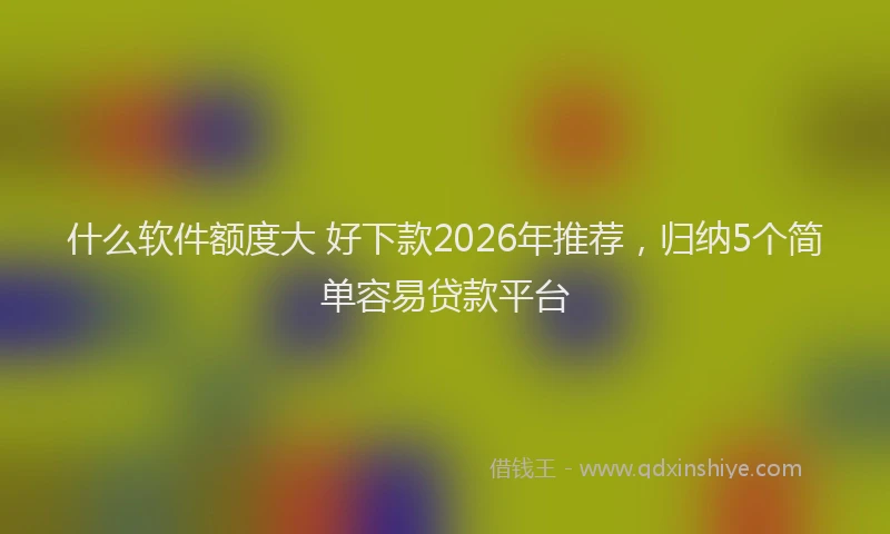 什么软件额度大 好下款2026年推荐，归纳5个简单容易贷款平台