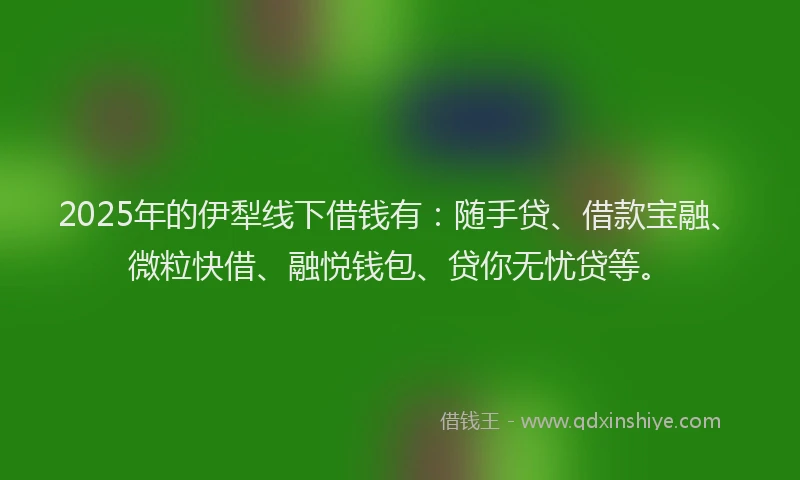 2025年的伊犁线下借钱有：随手贷、借款宝融、微粒快借、融悦钱包、贷你无忧贷等。