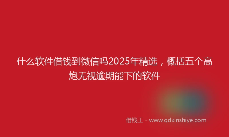什么软件借钱到微信吗2025年精选，概括五个高炮无视逾期能下的软件