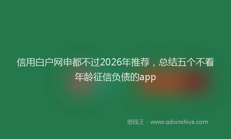 信用白户网申都不过2026年推荐，总结五个不看年龄征信负债的app