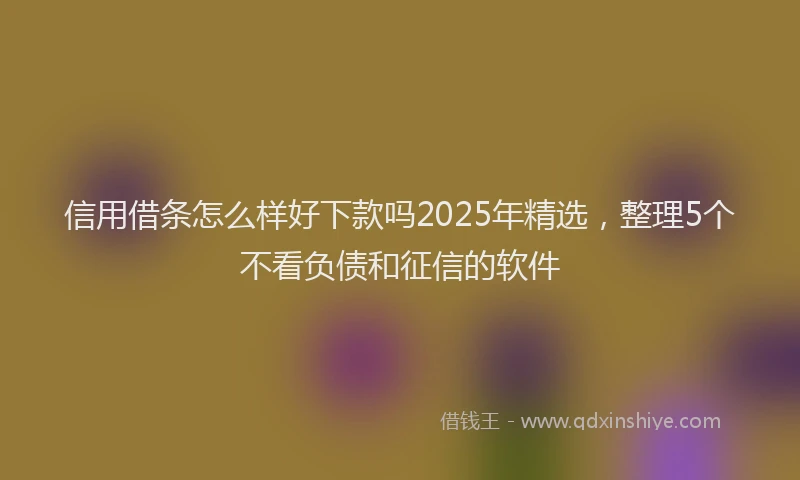信用借条怎么样好下款吗2025年精选，整理5个不看负债和征信的软件
