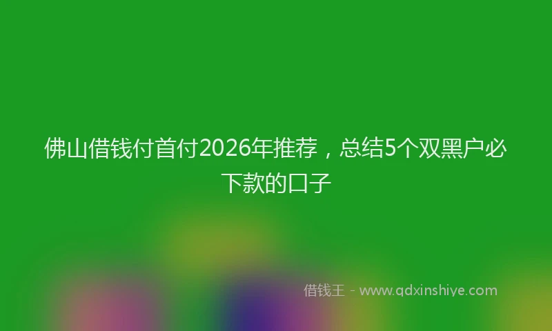佛山借钱付首付2026年推荐，总结5个双黑户必下款的口子