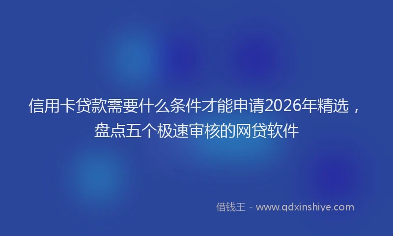 信用卡贷款需要什么条件才能申请2026年精选，盘点五个极速审核的网贷软件