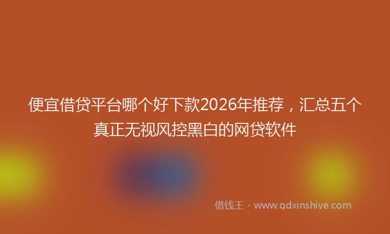 便宜借贷平台哪个好下款2026年推荐，汇总五个真正无视风控黑白的网贷软件