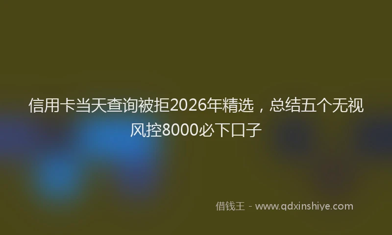 信用卡当天查询被拒2026年精选,总结五个无视风控8000必下口子