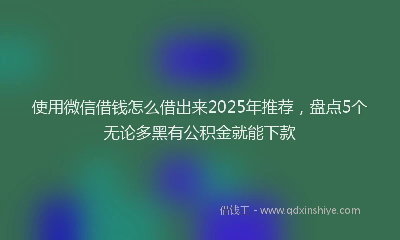 使用微信借钱怎么借出来2025年推荐，盘点5个无论多黑有公积金就能下款