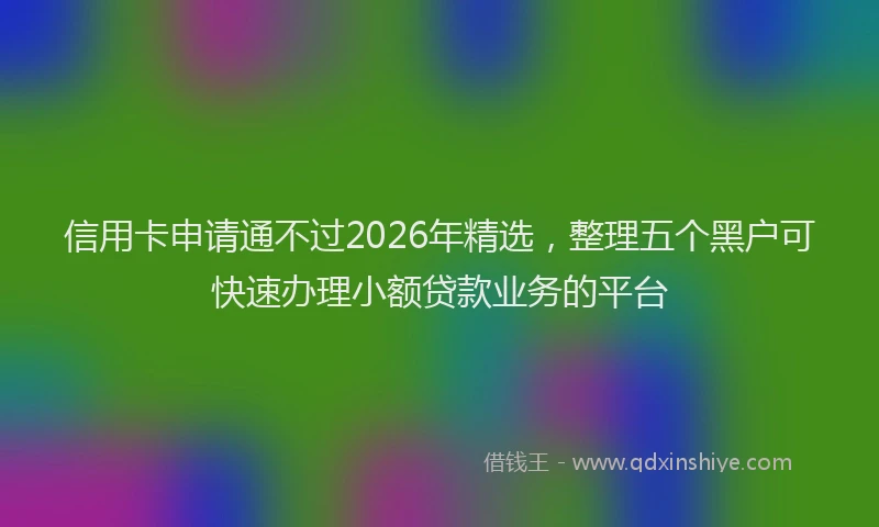 信用卡申请通不过2026年精选，整理五个黑户可快速办理小额贷款业务的平台