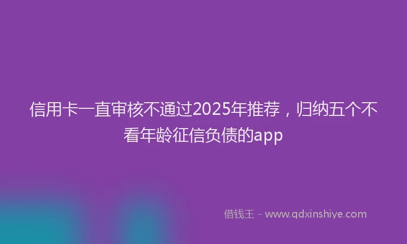 信用卡一直审核不通过2025年推荐，归纳五个不看年龄征信负债的app