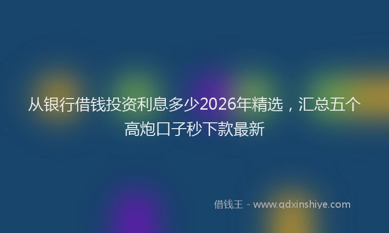 从银行借钱投资利息多少2026年精选，汇总五个高炮口子秒下款最新