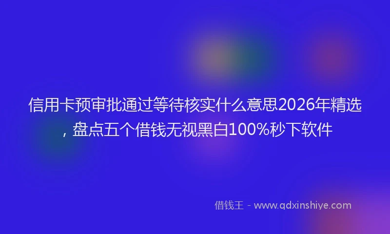 信用卡预审批通过等待核实什么意思2026年精选，盘点五个借钱无视黑白100%秒下软件
