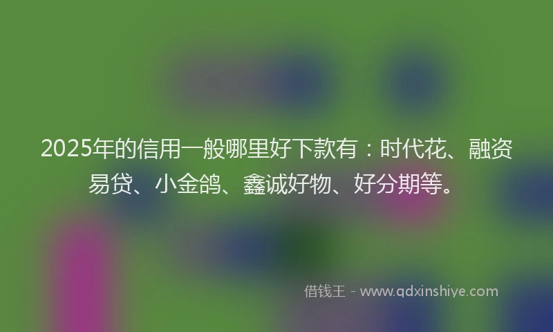 2025年的信用一般哪里好下款有：时代花、融资易贷、小金鸽、鑫诚好物、好分期等。