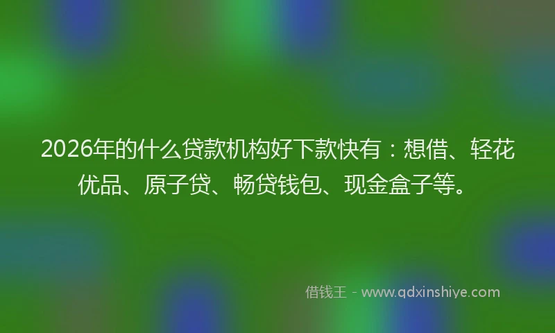 2026年的什么贷款机构好下款快有：想借、轻花优品、原子贷、畅贷钱包、现金盒子等。