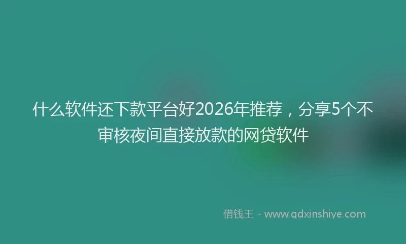 什么软件还下款平台好2026年推荐，分享5个不审核夜间直接放款的网贷软件