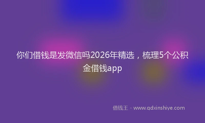 你们借钱是发微信吗2026年精选，梳理5个公积金借钱app