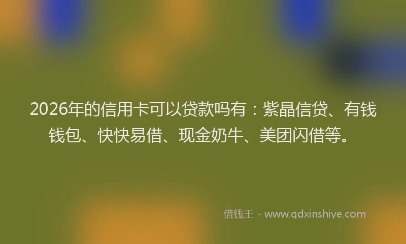 2026年的信用卡可以贷款吗有：紫晶信贷、有钱钱包、快快易借、现金奶牛、美团闪借等。