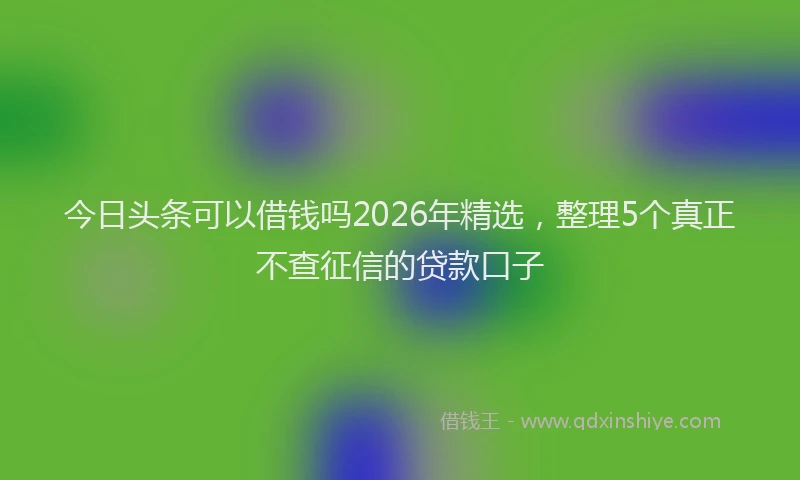 今日头条可以借钱吗2026年精选，整理5个真正不查征信的贷款口子