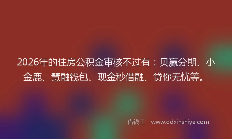 2026年的住房公积金审核不过有：贝赢分期、小金鹿、慧融钱包、现金秒借融、贷你无忧等。