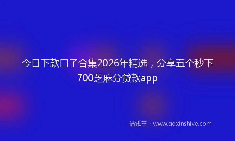 今日下款口子合集2026年精选，分享五个秒下700芝麻分贷款app