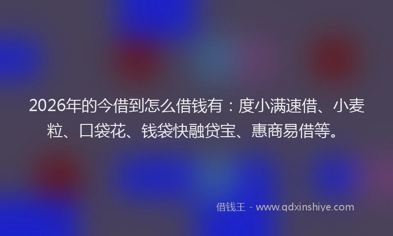 2026年的今借到怎么借钱有：度小满速借、小麦粒、口袋花、钱袋快融贷宝、惠商易借等。