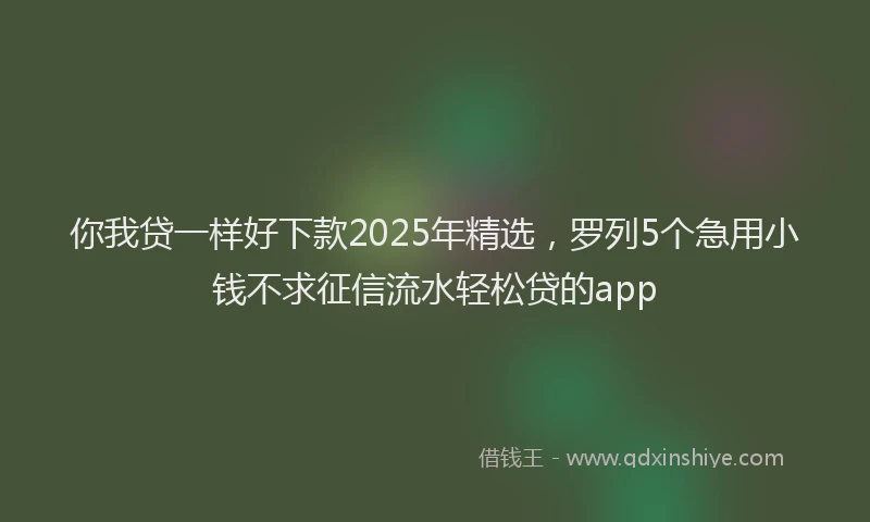 你我贷一样好下款2025年精选，罗列5个急用小钱不求征信流水轻松贷的app
