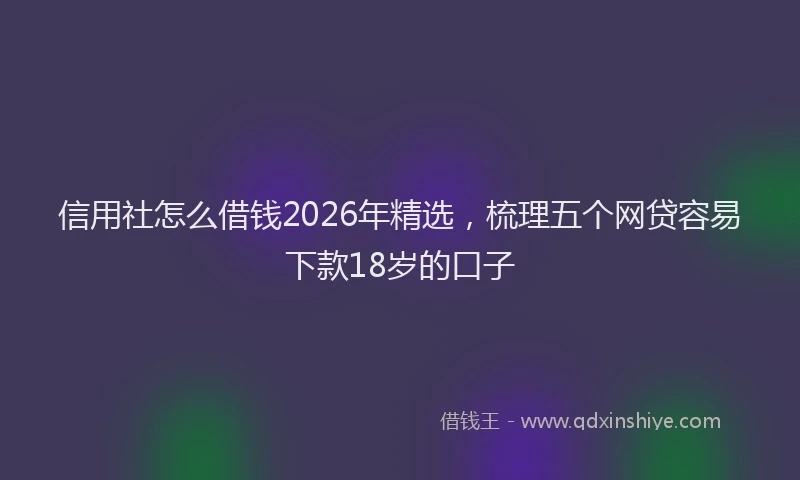 信用社怎么借钱2026年精选，梳理五个网贷容易下款18岁的口子