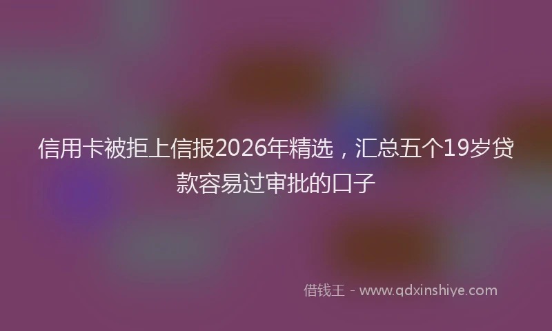 信用卡被拒上信报2026年精选，汇总五个19岁贷款容易过审批的口子
