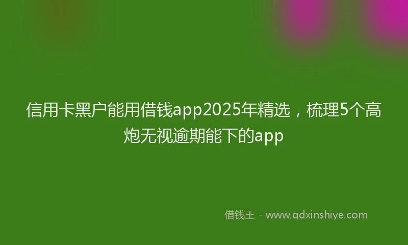 信用卡黑户能用借钱app2025年精选，梳理5个高炮无视逾期能下的app