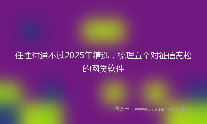 任性付通不过2025年精选，梳理五个对征信宽松的网贷软件