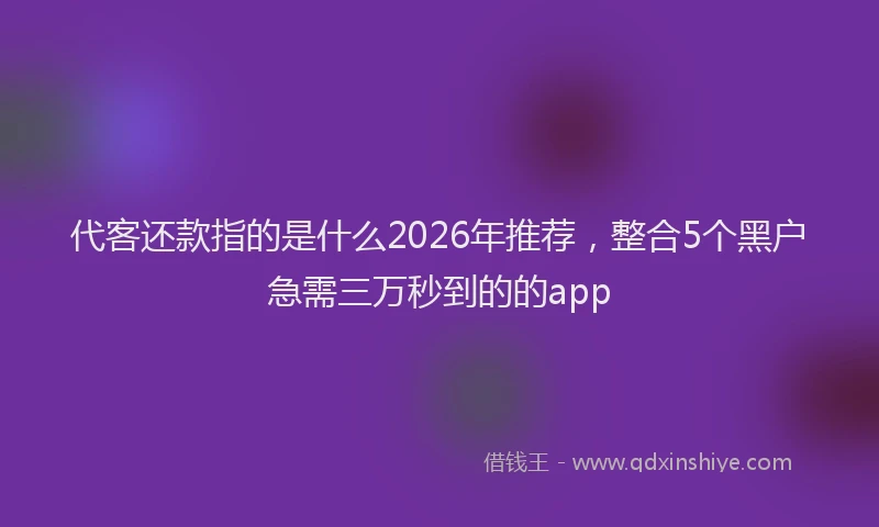 代客还款指的是什么2026年推荐，整合5个黑户急需三万秒到的的app
